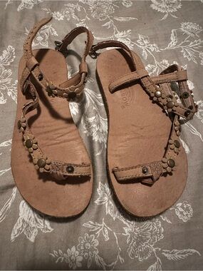 Rainbow Kids Floral Strap Sandals in Brown